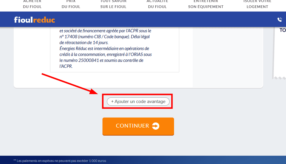 Comment activer un code promo sur FioulReduc