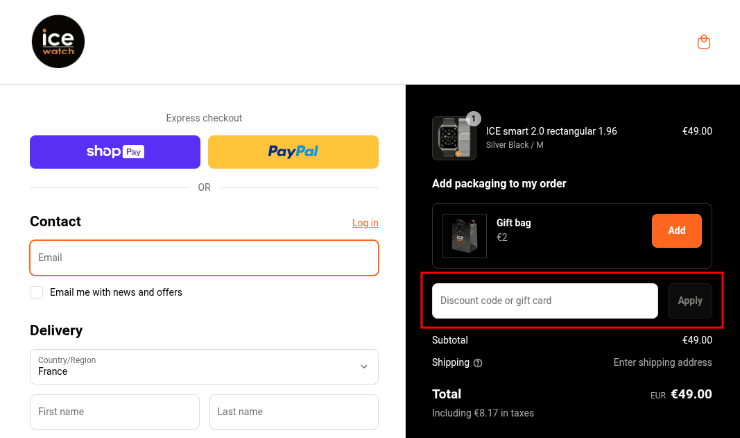 Comment utiliser un code promo sur Ice-watch