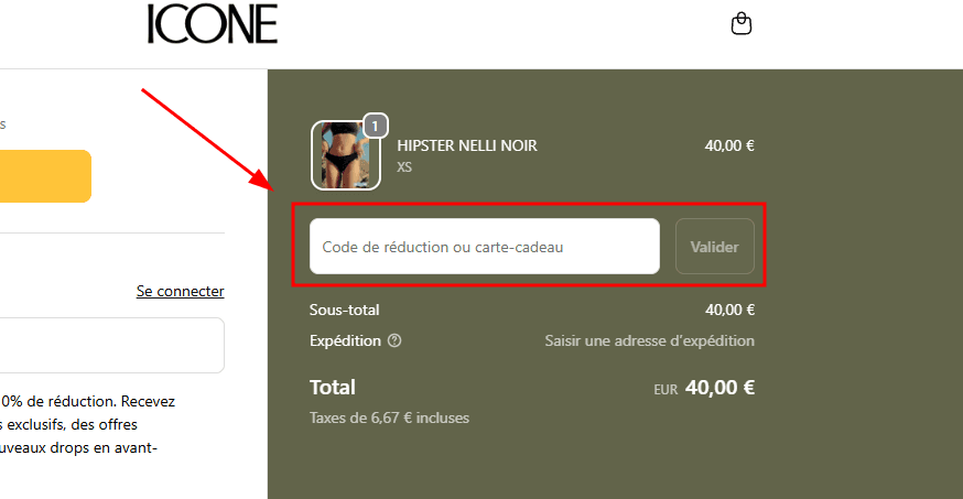 Comment appliquer un code promo sur Icone Lingerie