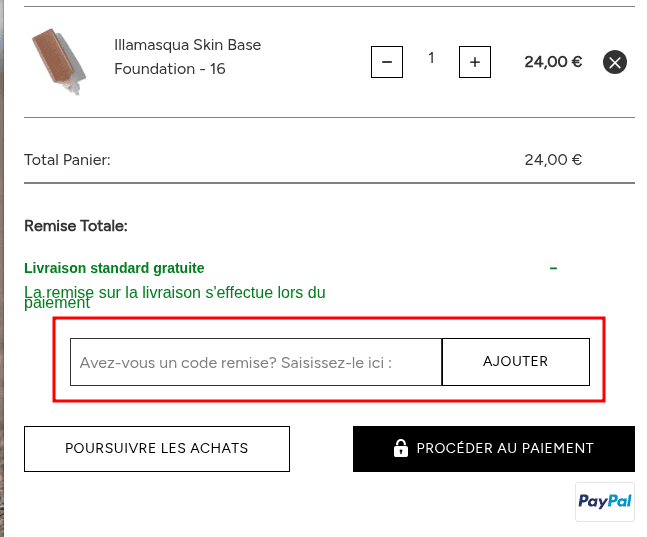Comment activer un code promo sur Illamasqua