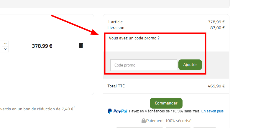 Comment activer un code promo sur Jardin Tropic