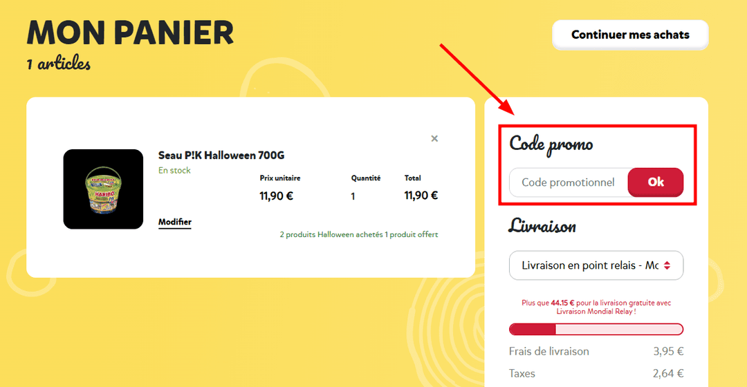 Comment activer un code promo sur Haribo