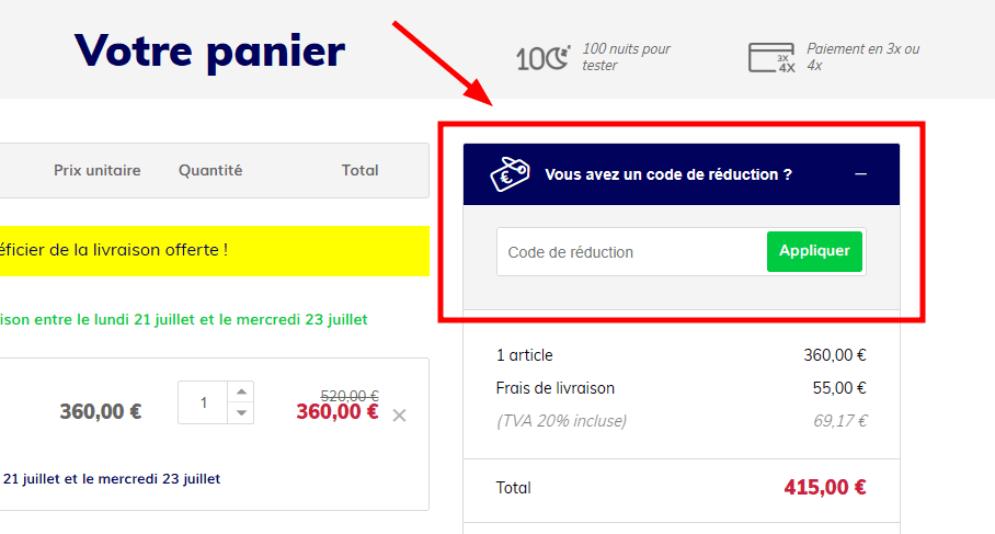 Comment activer un code promo sur La Compagnie du Lit