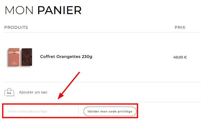 Comment activer un code promo sur La Maison du Chocolat