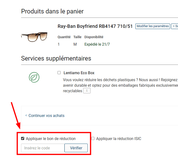 Comment utiliser un code promo sur Lentiamo