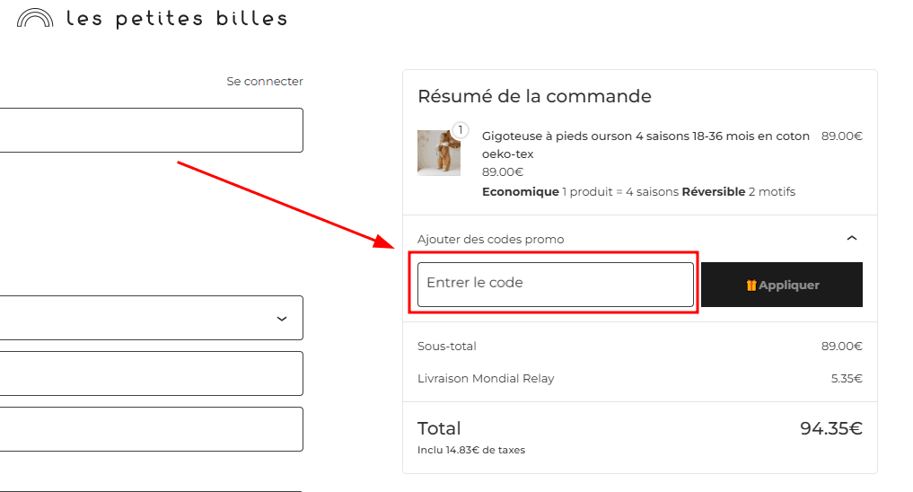 Comment activer un code promo sur Les petites billes