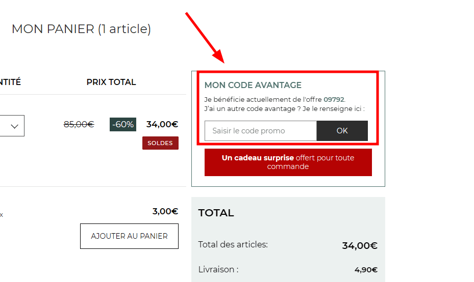 Comment activer un code promo sur Linvosges