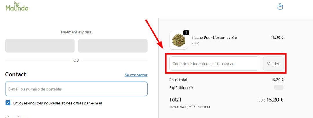 Comment appliquer un code promo sur Malindo