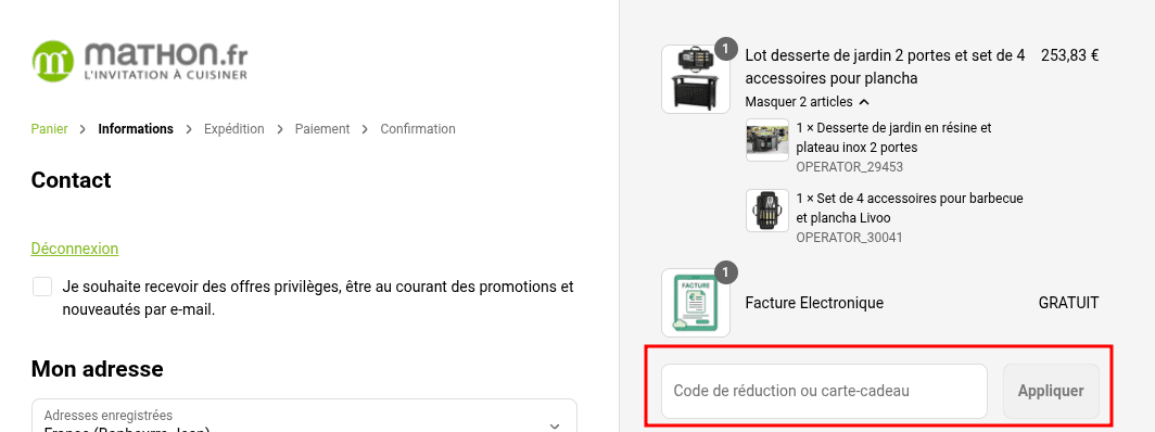 Comment appliquer un code promo sur Mathon