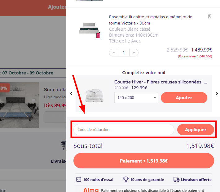 Comment activer un code promo sur Morphea