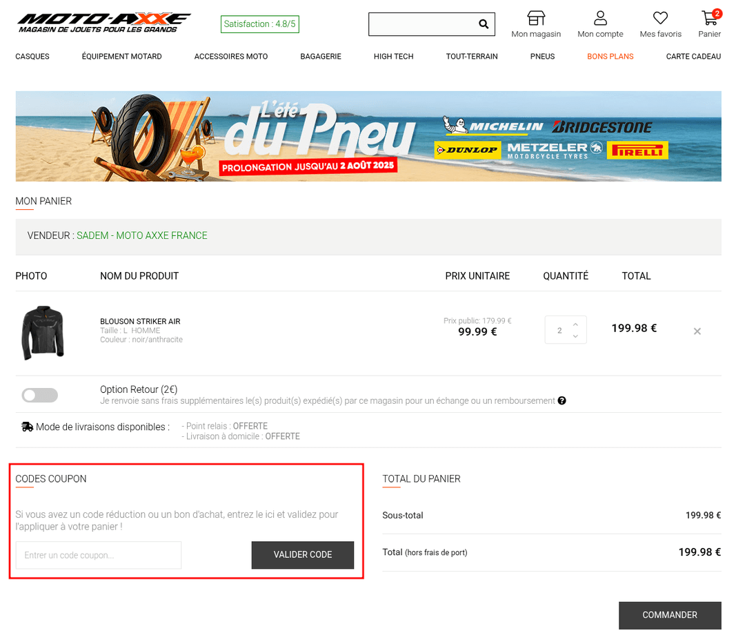 Comment activer un code promo sur Moto-Axxe