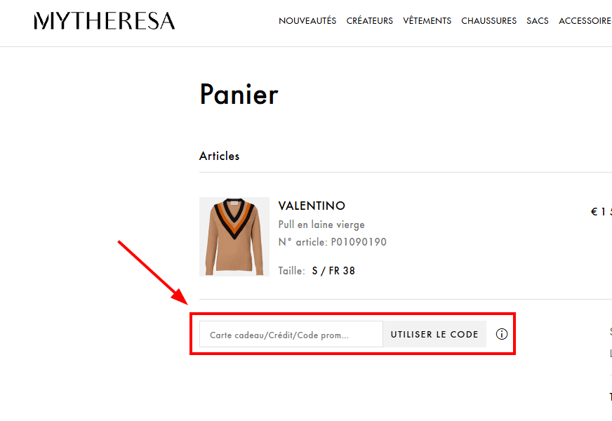 Comment activer un code promo sur Mytheresa