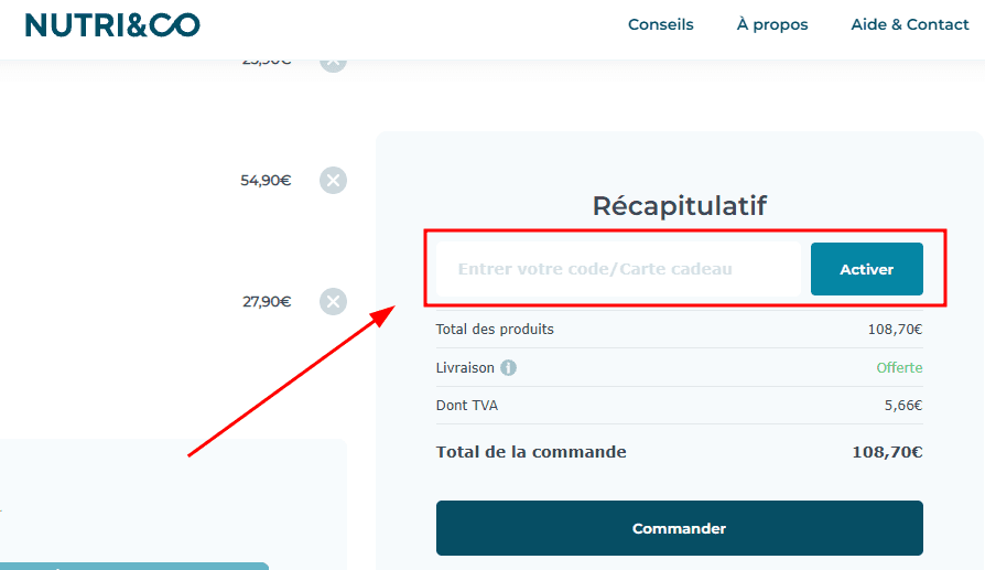 Comment utiliser un code promo sur Nutri&Co