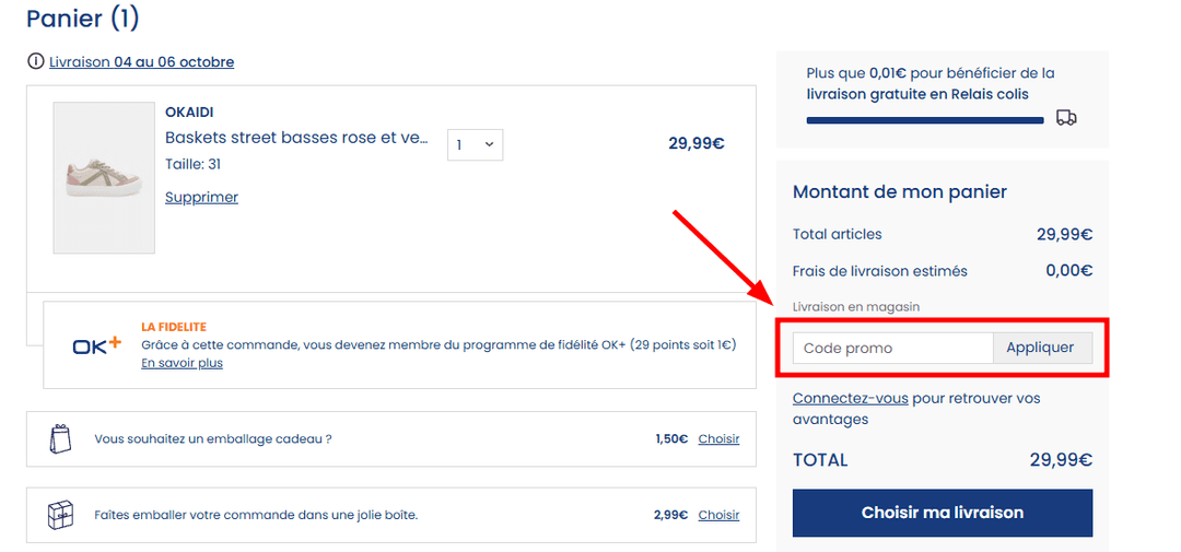 Comment utiliser un code promo sur Obaïdi-Okaïdi