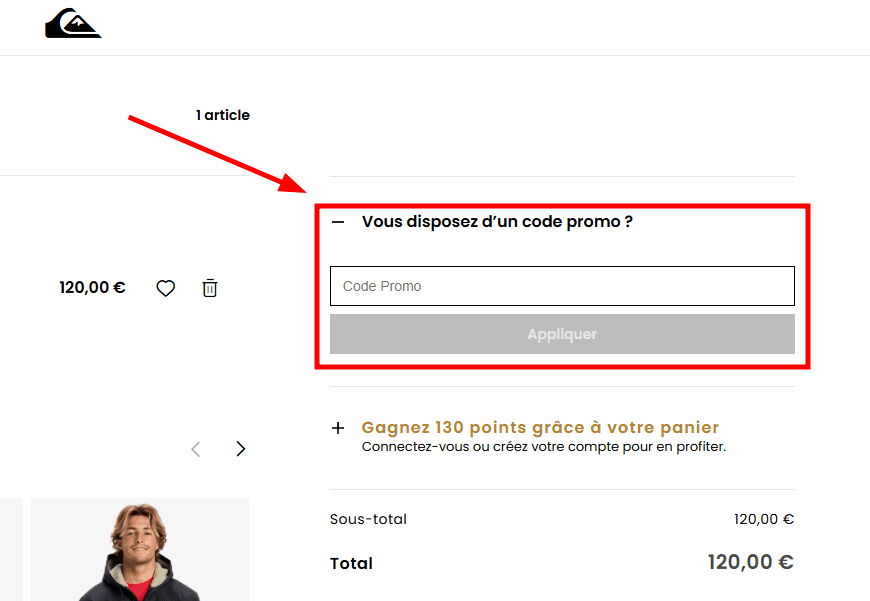 Comment utiliser un code promo sur Quiksilver