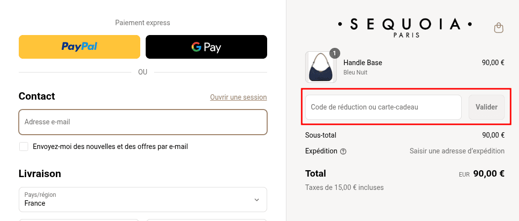 Comment activer un code promo sur Sequoia Paris