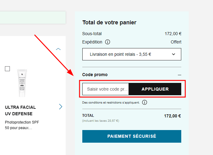 Comment activer un code promo sur Skin ceuticals