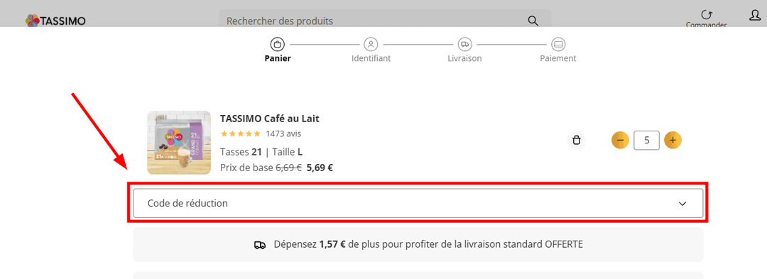 Comment appliquer un code promo sur Tassimo