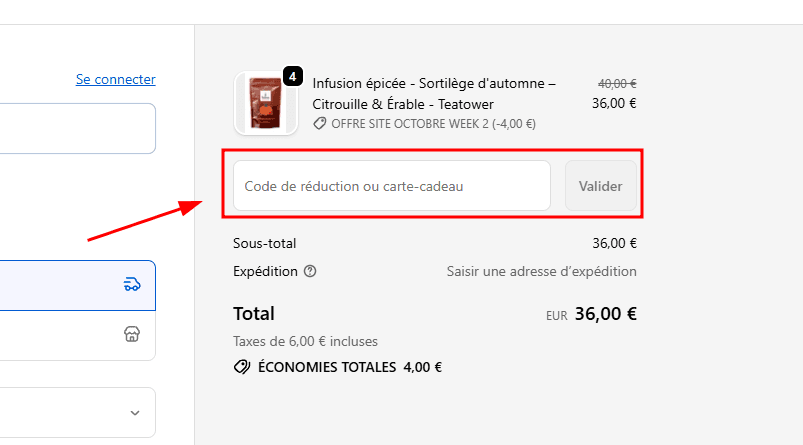 Comment utiliser un code promo sur Teatower