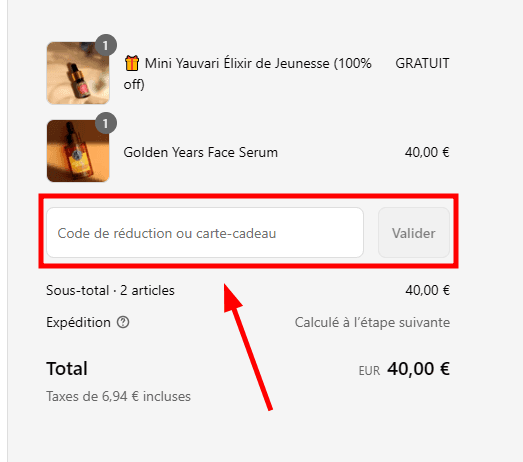 Comment appliquer un code promo sur The Ayurveda Experience